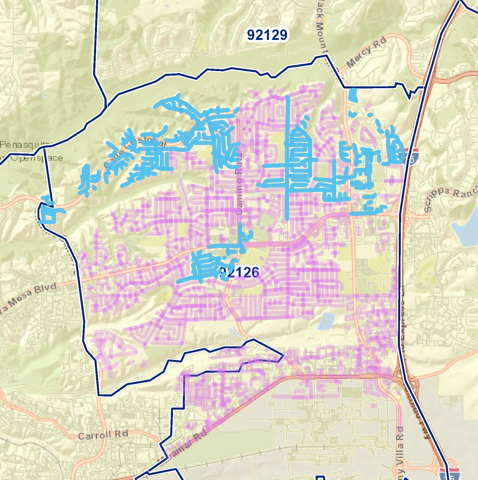 92126 Mailing Routes