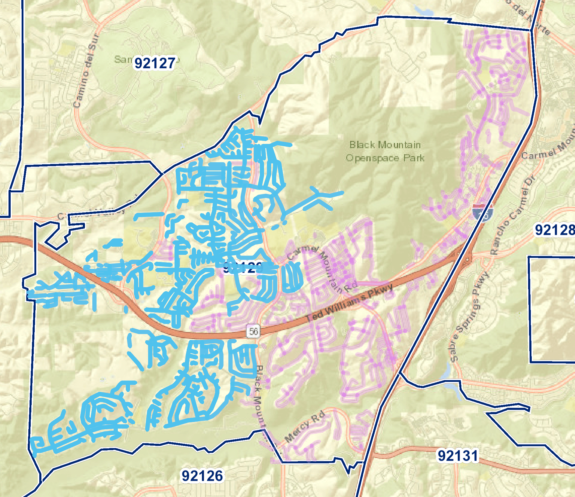 92129 Mailing Routes