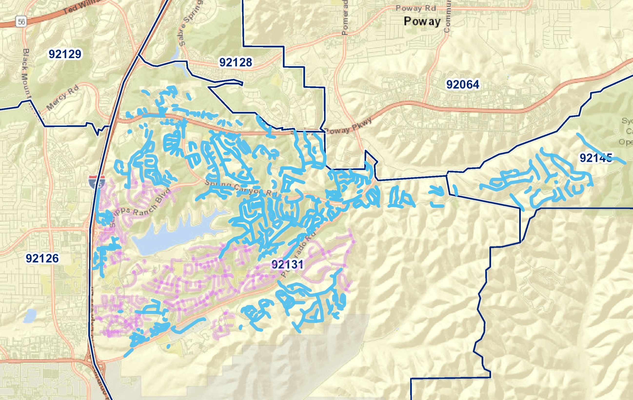 92131 Mailing Routes